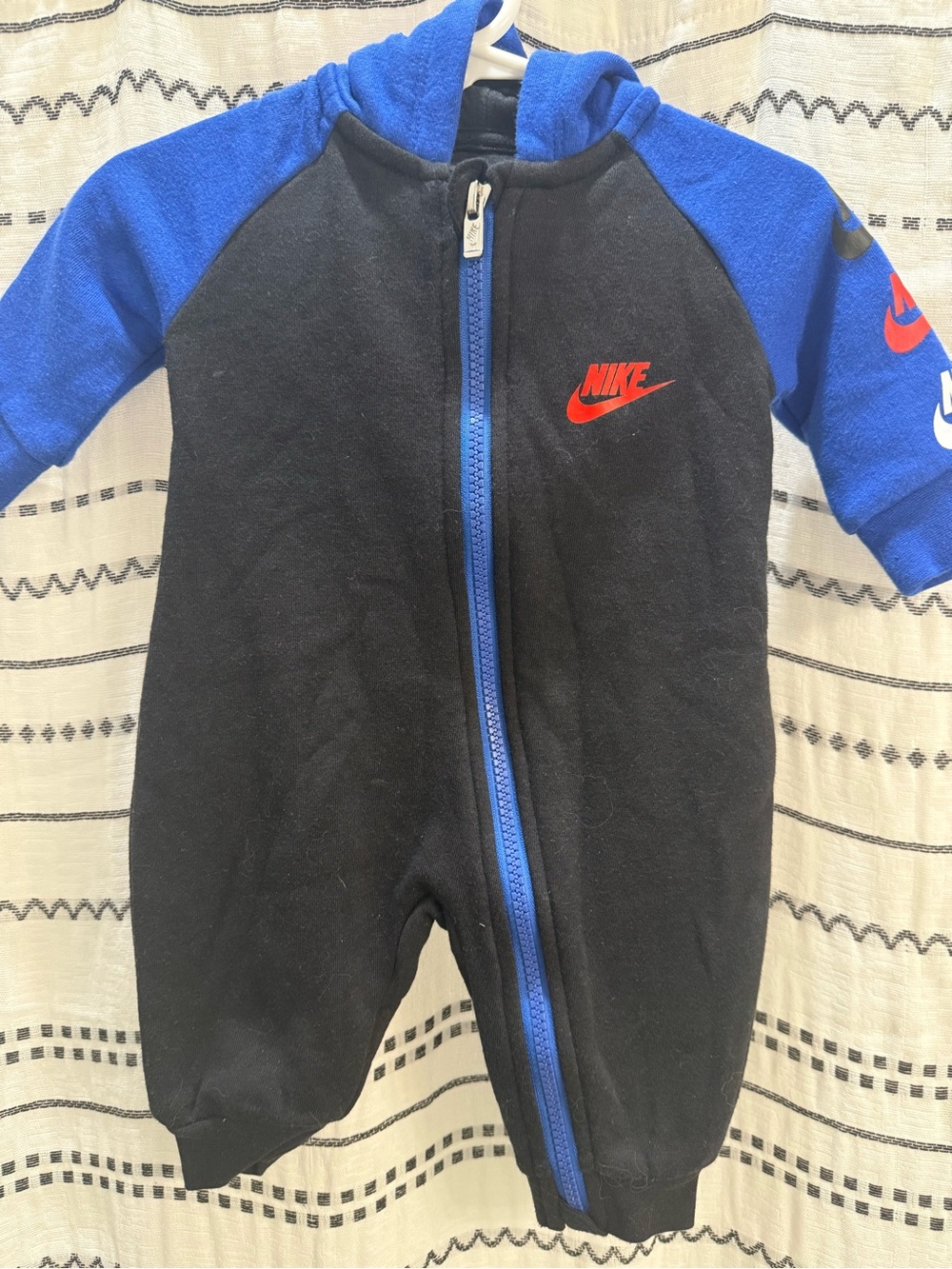 Nike Black & Blue Fleece One-Piece with Red Logo